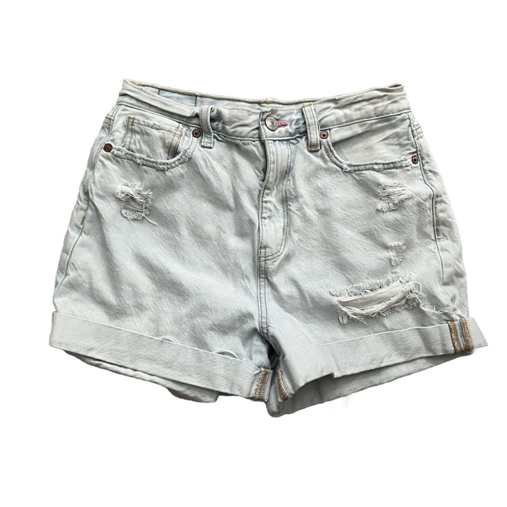 American Eagle New Size 0 Mom Short Distressed Denim Blue Jean Rainbow Pocket